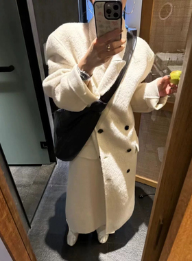 现货包邮 unbound2025秋冬高品苏丽羊驼双排扣羊毛羊驼绒大衣