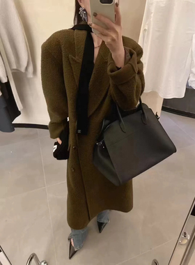 现 包邮2025秋冬unbound重磅阔版大牌直筒双排扣大衣气质羊绒外套