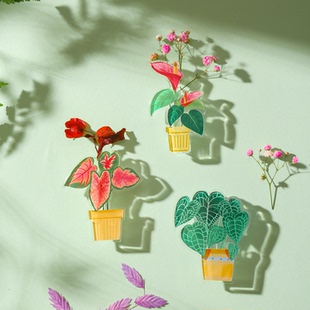 2025新款文创原创设计小清新绿植冰箱贴系列个性创意可插花磁性贴