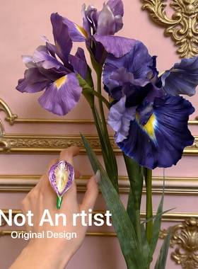 原创紫色马蹄莲造梦花园复古手工绘画油画风格戒指宴会指环轻奢风