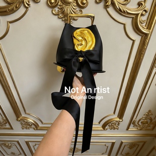 原创艺术视角趣味个性 非金属大耳朵手提斜挂包黑色蝴蝶结设计感包
