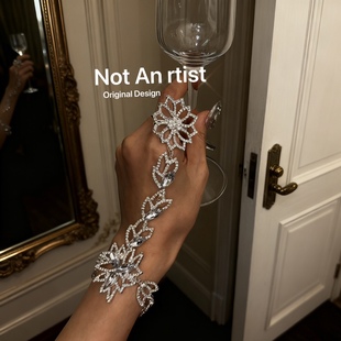 vintage deco时期沙特阿拉伯珠宝夸张花卉连指戒指手链轻奢 art