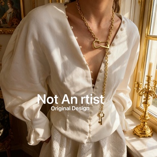 毛衣链 气质走秀长款 欧美复古小众个性 夸张OT扣钥匙锁孔项链时尚