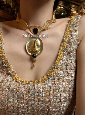 金属鼻子吊坠重工金丝网项链