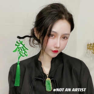 原创新年喜庆风手工刺绣国风时尚 素中发流苏发簪复古新国潮 文化元