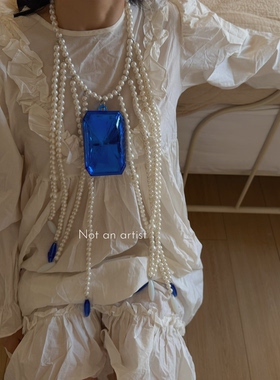 vintage复刻90年代复古经济上行时期繁琐重工多层珍珠大宝石项链