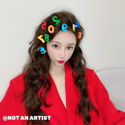 NOT AN ARTIST原创小众设计有趣的彩色数字发夹发卡刘海夹儿童夹