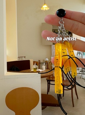 一根可爱的薯条人薯条三兄弟 韩国ins趣味夏日多巴胺黄色耳环耳钉