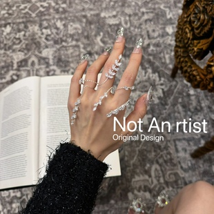 原创vintage法式 复古镀银水钻藤花戒指女小众设计感高级轻奢指环