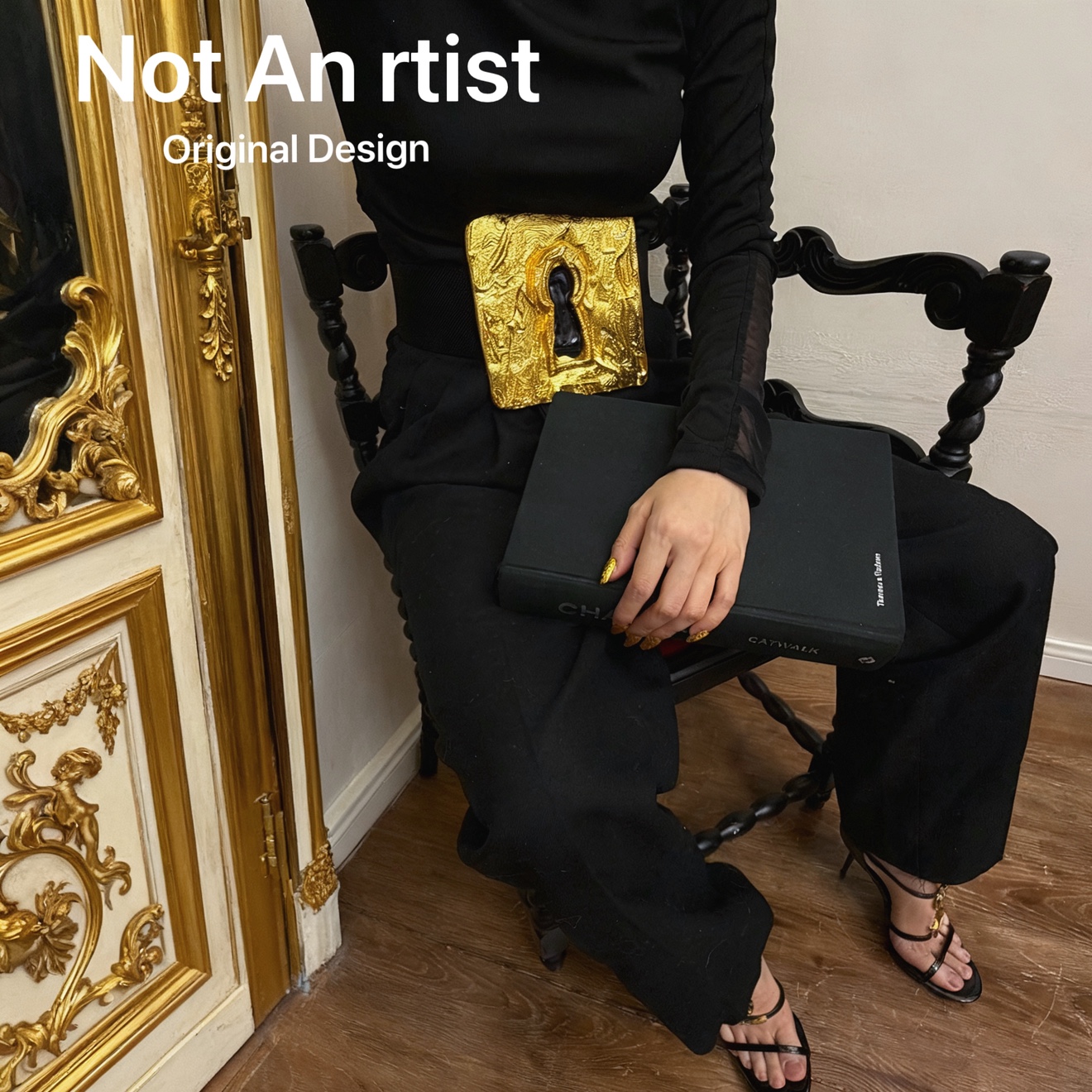 vintage复刻纯手工非金属锁型腰带腰封法式宫廷小众设计夸张腰带