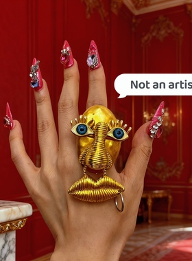 原创丑得很有格调人体美学五官金属戒指小众设计师手工人脸指环