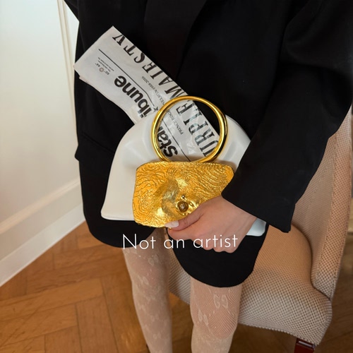 原创小众艺术感立体人体美学肚子圆环扣手提包轻奢设计师手拿包