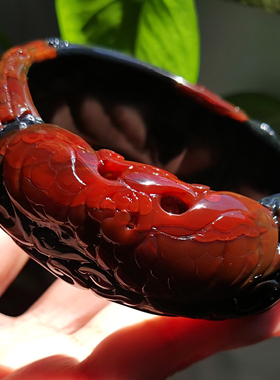 玛瑙印象 悬崖奇观 悬空寺 纯天然绝品黑红俏色巧雕 意境精工镯63