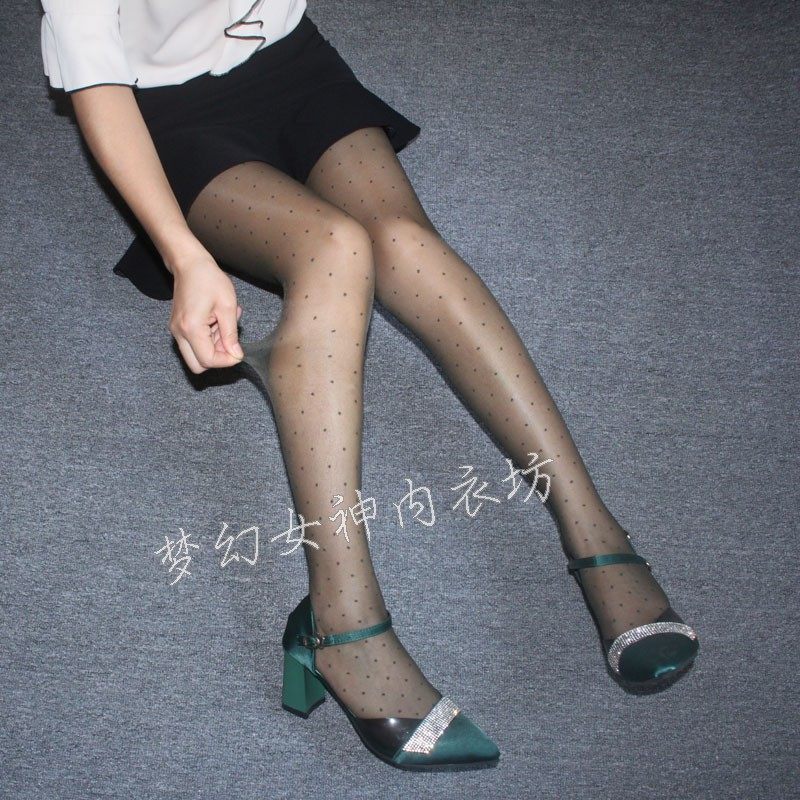 波点丝袜彩色小圆点提花糖果色性感诱惑透明美腿手撕连裤袜女日系