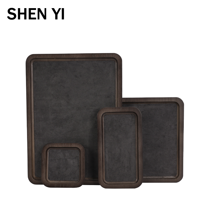 SHENYI珠宝展示盘水曲柳胡桃木色实木珠宝展示盘子手串朱砂放货盘