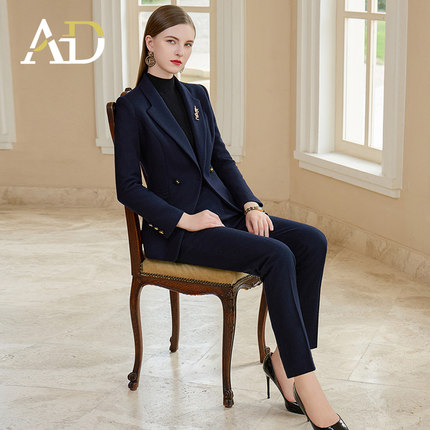 AD高级感气质西装套装女秋冬小个子职业正装时尚羊毛呢子西服外套