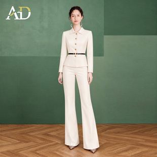 AD高端职业翻领西装套装女2026秋冬新款职场通勤行政售楼部两件套
