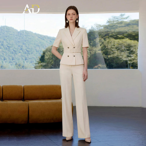 AD夏季短袖高知得体西装套装女