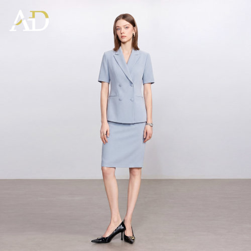 AD夏季短袖高知得体西装套裙女