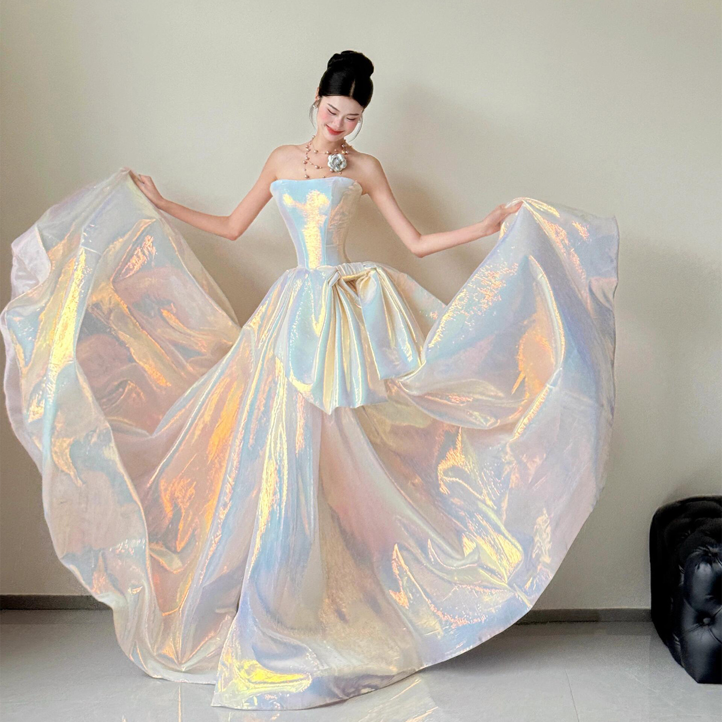 抹胸晚礼服2025新款晨袍女新娘订婚裙敬酒服学生成人礼生日公主裙