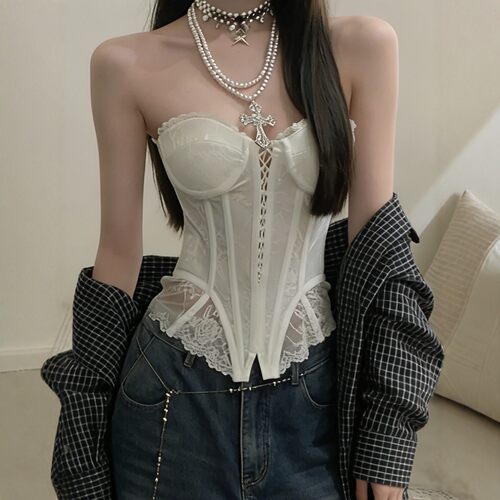 路秋国纯欲风钢圈塑形吊带背心女性感露背美背外穿显瘦胸衣DB3001