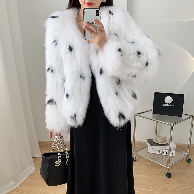 新款狐狸毛编织皮草外套女短款韩版休闲显瘦网红年轻款波点大衣冬,女装/女士精品,皮草,淘宝优惠券,粉丝福利购,淘宝优惠卷