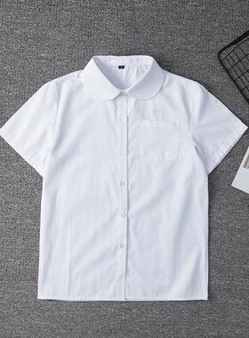 女装学生衬衣圆领平领刺绣独角兽百搭休闲学院风校服白色短袖衬衫