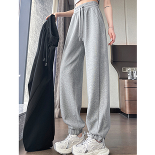 女宽松休闲灯笼长裤 秋冬大码 显瘦高腰保暖加绒加厚束脚哈伦运动裤