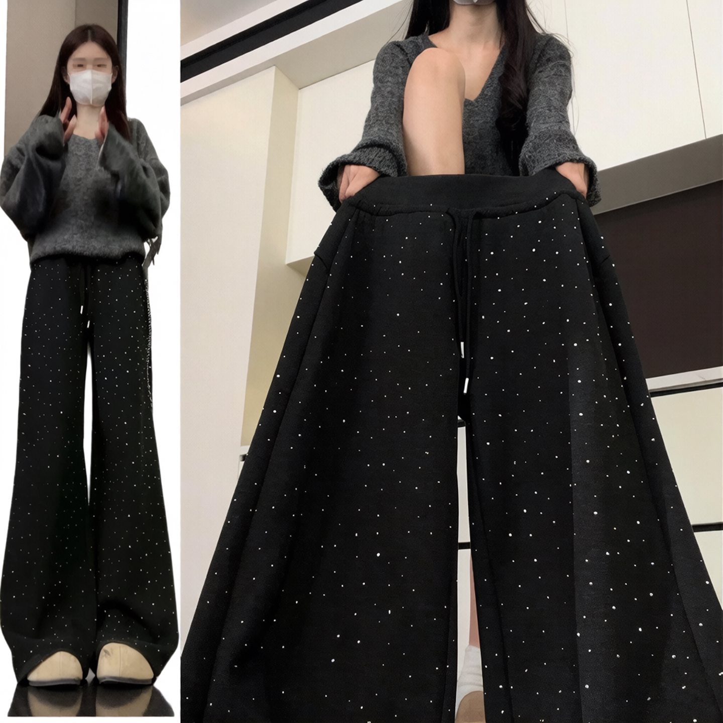 显瘦百搭春夏高腰阔腿裤女直筒裤图片