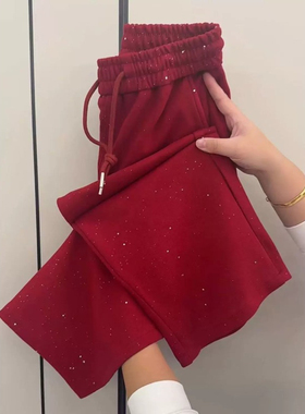 春夏高腰韩版亮闪闪显瘦遮肉小众垂感好看阔腿裤女宽松休闲直筒裤