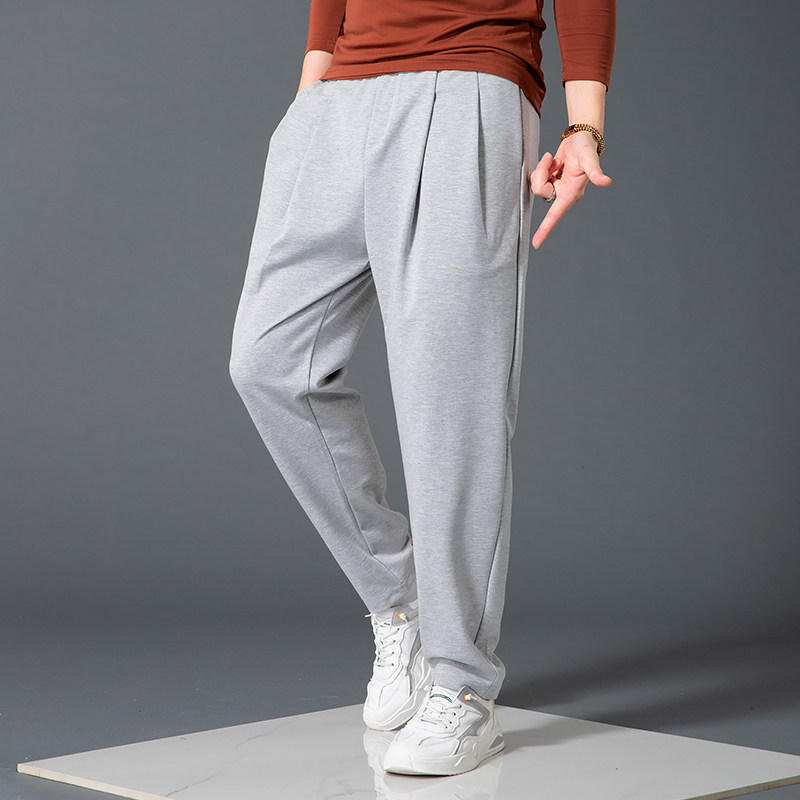 男士休闲运动裤宽松个性韩版潮流浅灰色九分小脚弹力萝卜裤哈伦裤,男装,休闲裤,淘宝优惠券,粉丝福利购,淘宝优惠卷