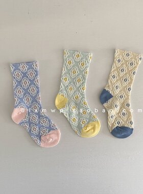儿童袜子全棉立体浮雕女童
