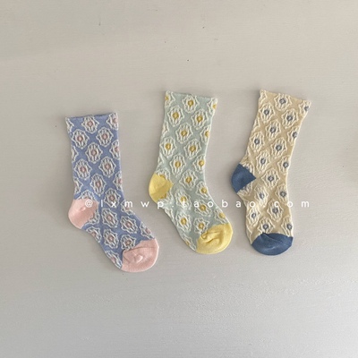 儿童袜子全棉立体浮雕女童