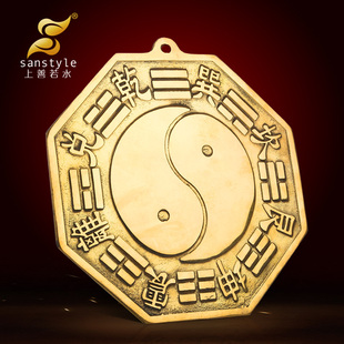 八卦镜凸镜全铜家用门口挂件凸凹太极九宫八卦平面铜镜子乔迁摆件