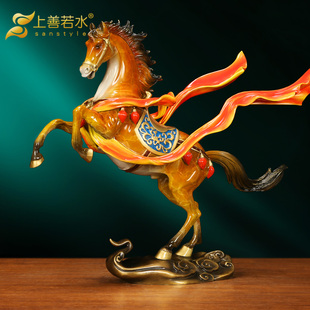 上善若水《遥遥领先》2026马到成功铜马年摆件办公室客厅乔迁礼物