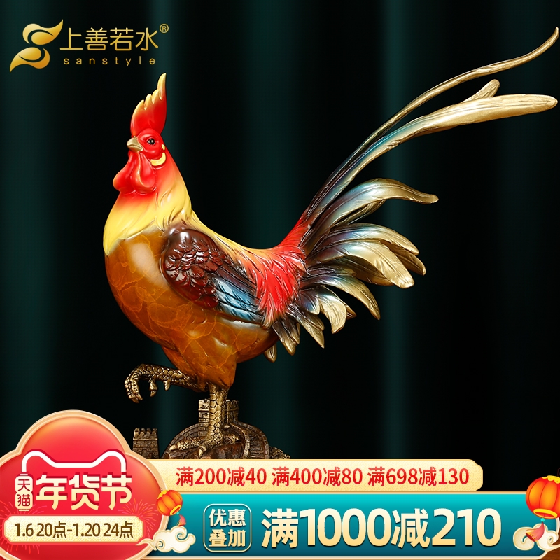 上善若水 《万事大吉》铜鸡摆件 十二生肖鸡家居客厅工艺品0965