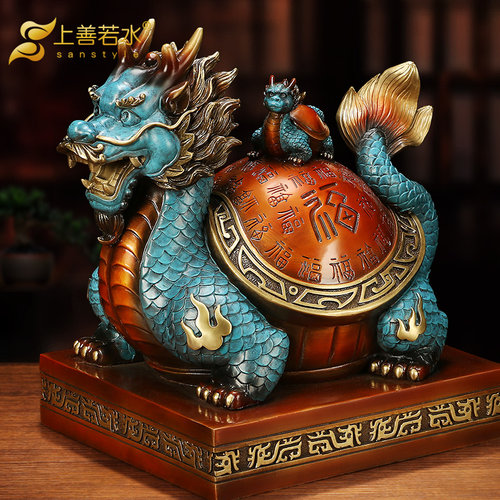 百福龙龟铜摆件龙头龟上善若水