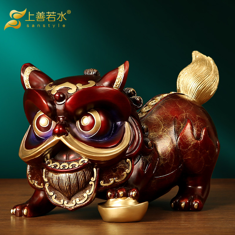 醒狮铜狮摆件宫门狮家居装饰礼品图片