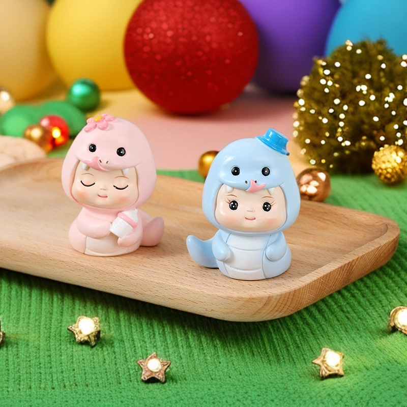 蛇年生肖蛋糕装饰周岁蛇宝宝树脂摆件新年蛇生日甜品台插件品