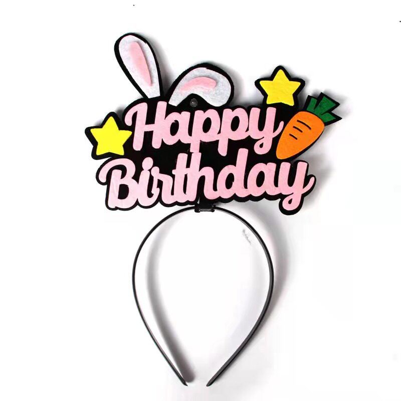 网红带灯生日帽子 兔儿胡萝卜 派对夜店无纺布生日帽发箍系列卡通