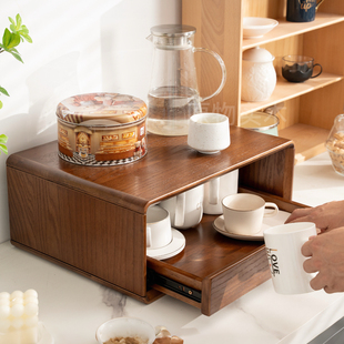 实木杯架咖啡机增高架桌面置物架茶具咖啡杯收纳架防尘杯子收纳