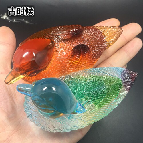 结婚礼物鸳鸯百年好合新婚庆礼品创意家居装饰品琉璃摆件工艺摆设