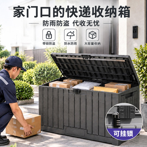 家用长方形塑料户外带锁防水防潮超大容量防晒储物箱快递收纳箱