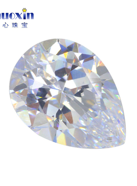 7A梨形白色锆石裸石戒面 立体水滴形CZ尖底微镶嵌水晶仿钻饰品DIY