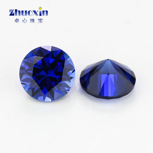 圆形蓝刚玉培育合成蓝宝石裸石