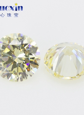 鹅黄色淡黄色立方氧化锆石裸石 圆形尖底CZ微镶人造DIY0.8~2.75mm