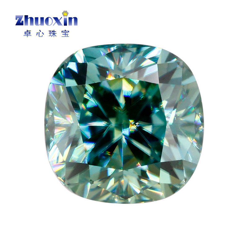 枕形蓝色莫桑钻裸石戒面 美国进口莫桑石肥正方形diy戒指吊坠耳钉