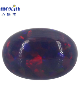 蛋形弧面合成欧泊石宝石裸石OPAL 黑色系椭圆形平底素面澳宝FH22