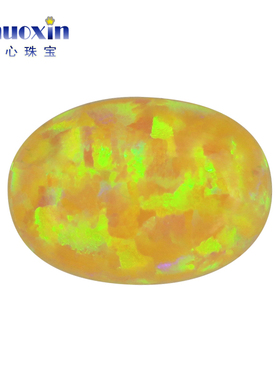黄色绿彩椭圆形欧泊 蛋形平底素面人造澳宝黄色系裸石OPAL OP28