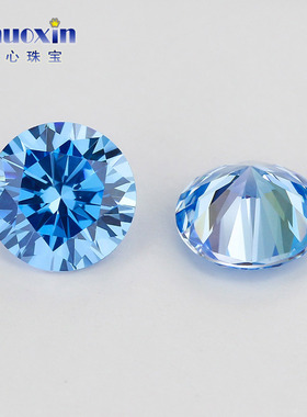 圆形可高温海蓝色人造锆石裸石 饰品补钻微镶嵌仿水钻可蜡镶CZ钻